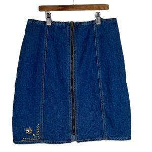 Vintage Jean Skirt with Jewel Detail